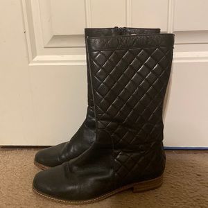 Black calf length boots